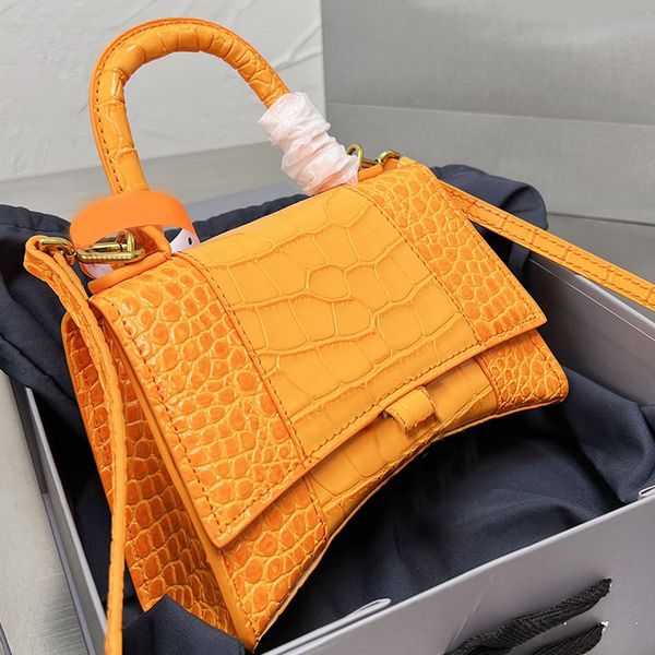 

hourglass bag tote bags shoulder cross body handbag women genuine leather crocodile pattern hardware letter buckle flap purse removable stra