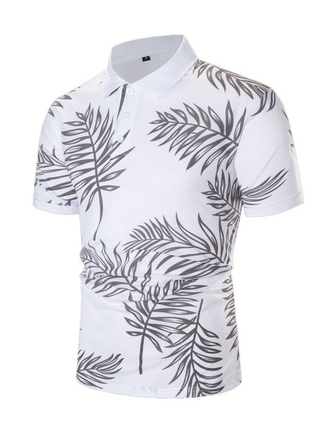 

men tropical print polo shirt u2bm#, White;black