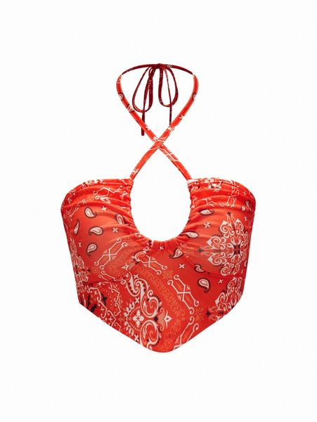 

floral criss cross halter x8zi#, White