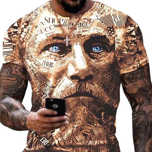 

men's tee t shirt shirt 3d print graphic human face plus size crew neck casual daily short sleeve basic designer slim fit big and tall, White;black