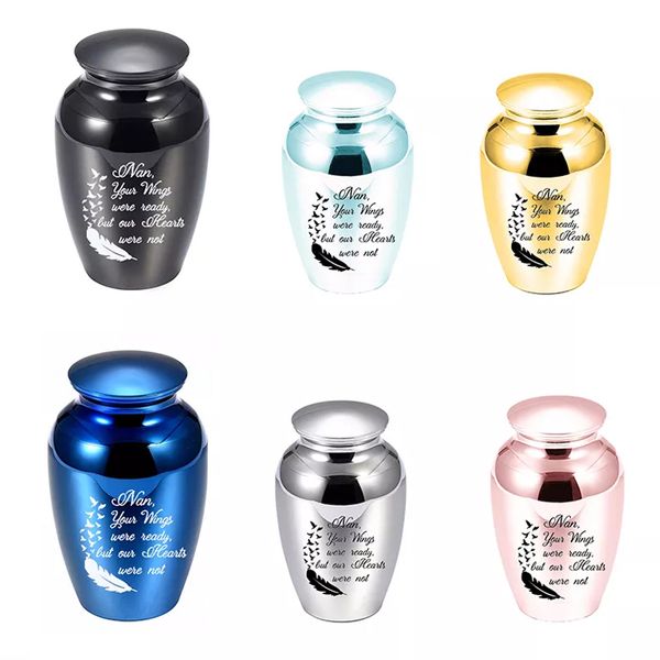 

70x45mm engravable keepsake pendant urns for pet human ashes casket funeral loss of love feather memorial cremation urn jar to women man, Silver