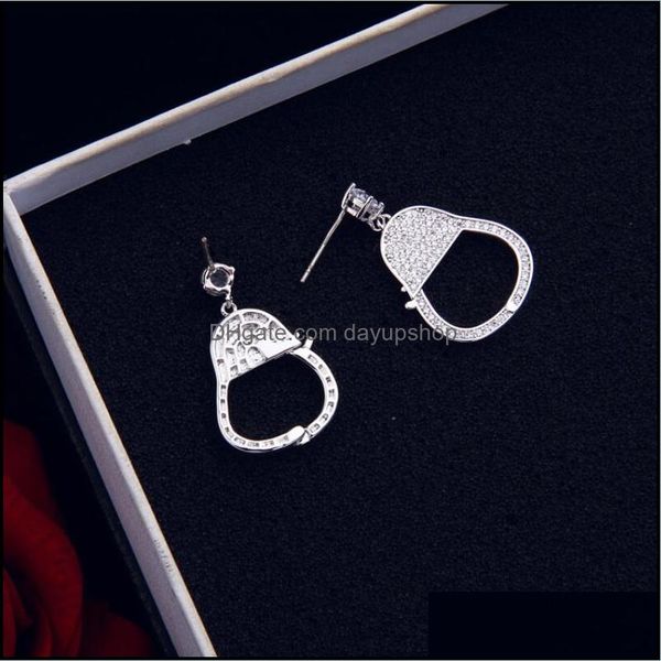 

dangle chandelier korean new fashion high-end zircon luxury earrings jewelry female creative design geometric can ear dayupshop dhkvm, Silver