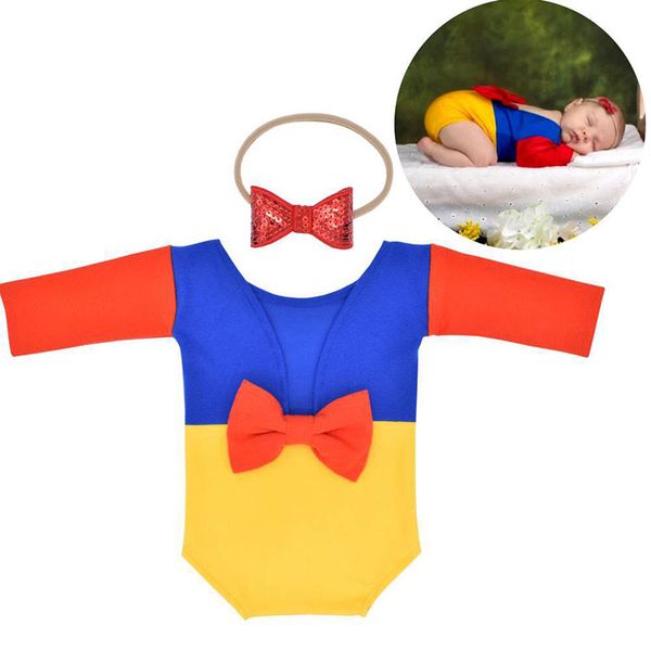 Ins Baby Prenses Romper Photography Prop Bodysuit Headbands Take İki Parçalı Yenidoğan Tulum Fotoğraf Stüdyosu Giyim M4150