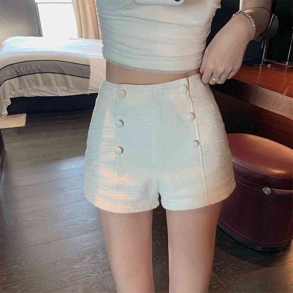 

women's pants & capris jingtian jacquard crimping technology button high waist shorts spring women's versatile wear korean straigh, Black;white