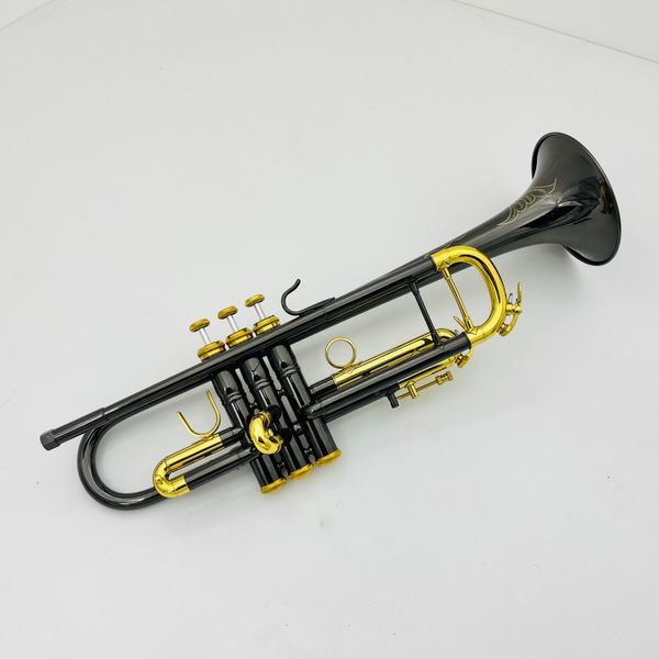 Imagens reais BB Tune Trumpet Black Plated Carry Brass Professional Bronze Woodwind Com Acessórios Casos