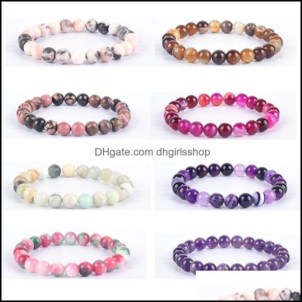 

link chain bracelets jewelry natural stone agate beads bracelet for women elastic chakra yoga medation so heali dhiuu, Black