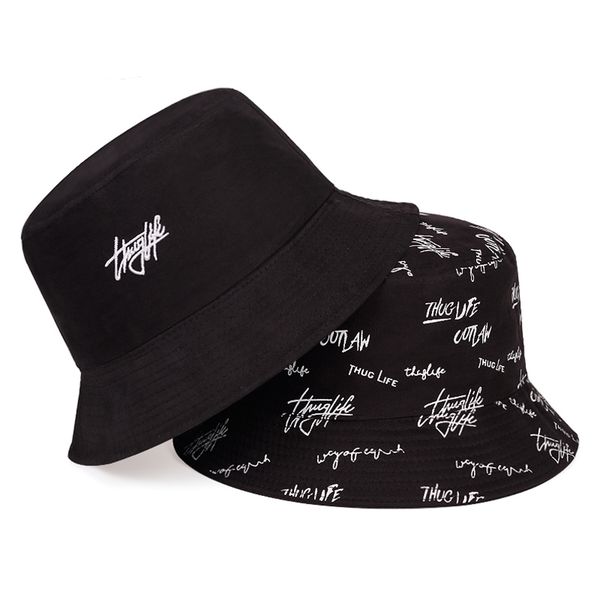 

doublesided fisherman hat fashion summer ladies sun letter printing wild basin hip hop bucket general 220725, Blue;gray
