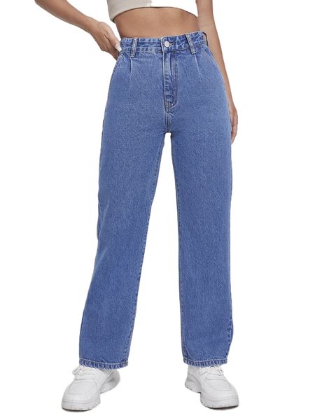 

high waist straight leg jeans w4l2#, Blue