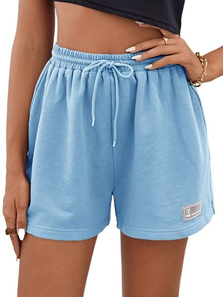 

drawstring waist patched detail shorts x1in#, White;black