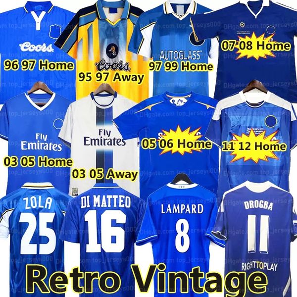 Retro Drogba 2011 Torres CFC Camisa de futebol Lampard 11 12 13 Final 96 97 99 82 85 87 89 90 Camisa de futebol vintage Crespo Classic 03 05 06 COLE ZOLA Vialli 07 08 Nome personalizado