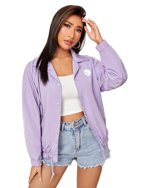 

x joanasays cartoon graphic raglan sleeve jacket l10r#, Black;brown