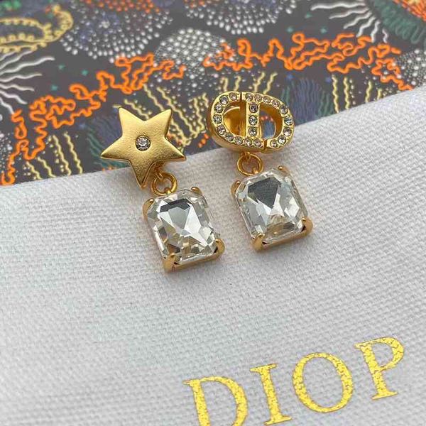 

70% off jewelry new brass plated star crystal asymmetric earrings women's classic fashion versatile earrings, Golden