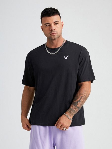 

extended sizes men bird print tee & shorts v1ic#, Gray