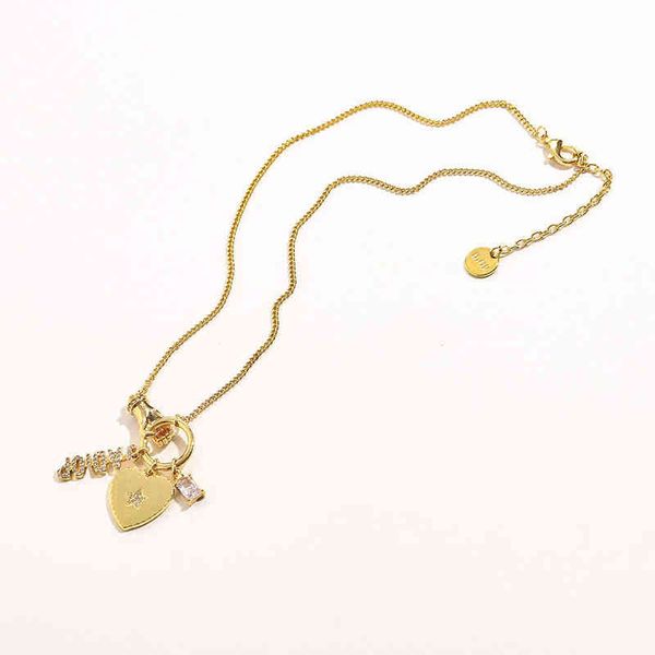 

fine 2022 new niche design high sense personalized necklace peach heart letter simple clavicle chain, Black