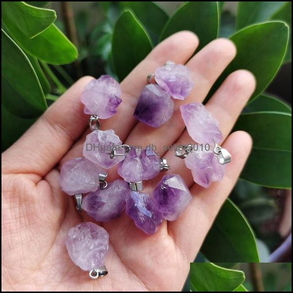 

pendant necklaces reiki healing natural crystal amethyst stone necklace chakra rope chain women jewelry dhseller2010 dhh2p, Silver