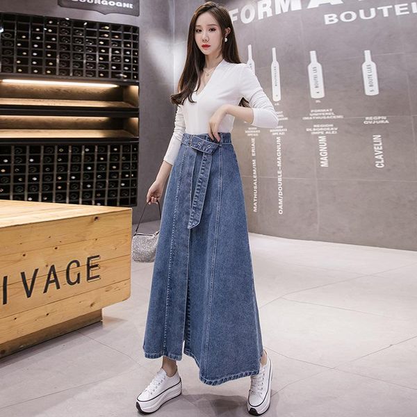 

skirts jeans skirt for women ladies denim long high waist a-line button clothes 2022 summer fashion korean style elegant outwearskirts, Black