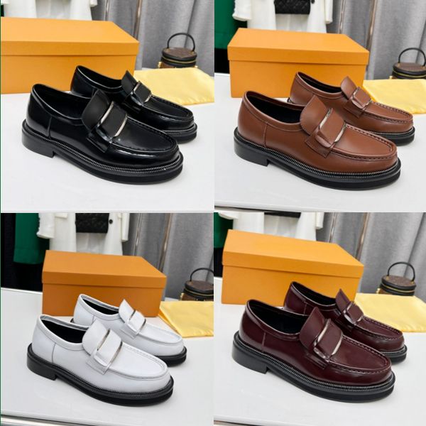 

r shoes platform loafers soft cowhide sneakers rubber black shiny leather chunky round head moccasins ladies thick bottom shoes size 35-41