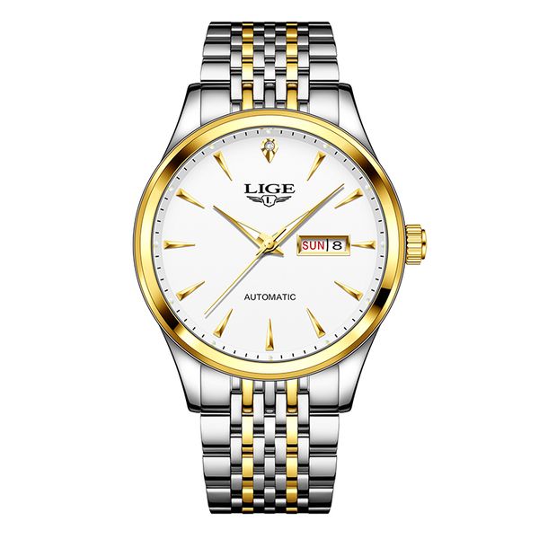 

classic mechanical watch 30m waterproof mens watches luxury automatic wristwatch business men fashion wristwatches 40mm, Slivery;brown