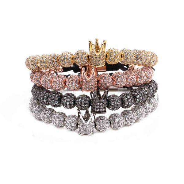 

bracelets it can be used as a crown bracelet with micro inlaid zircon copper beads to weave adjustable men's jewelry, Golden;silver
