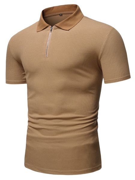 

men solid ribbed knit polo shirt p1gy#, White;black