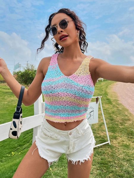 

striped tank knit i63p#, White;black