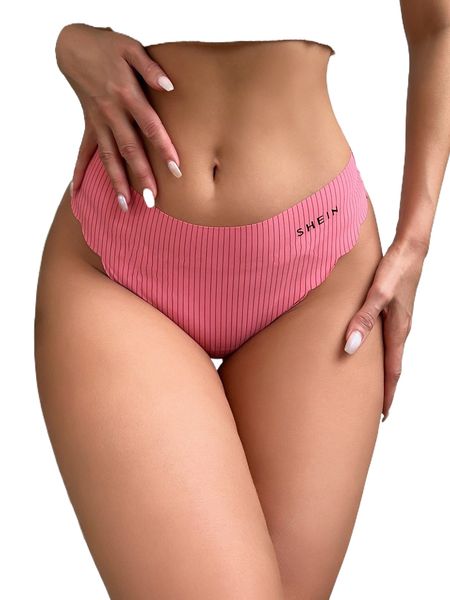 

letter graphic scallop trim panty z70g#, Black;red