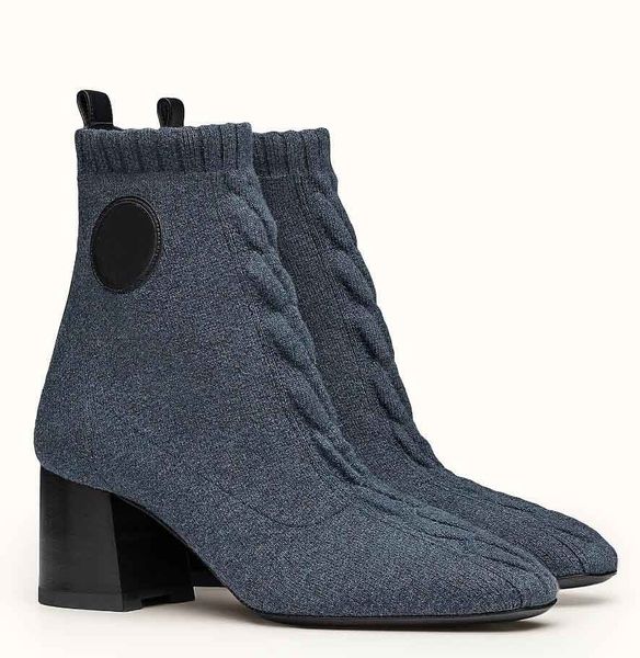 

fashion brands knit volver women's black ankle boots feminine look calfskin lady booties dress party kelly ladies walking shoe eu35-42.