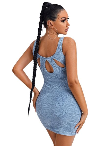 

sxy cut out textured bodycon dress s4w6#, Black;gray