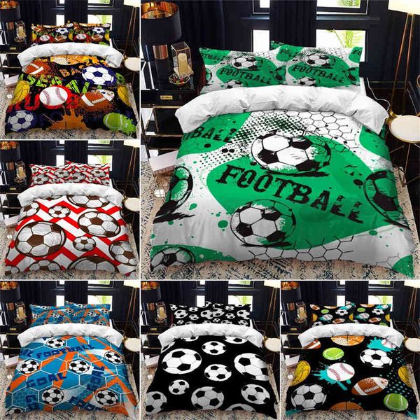 Fußball-Bettwäsche-Set für Teenager und Jungen, Sport-Bettbezug, Fußballspiel, Volleyball, Basketball, Tröster, King-Size-Bett, Schlafzimmer-Dekoration