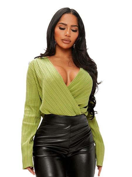 

sxy surplice neck textured blouse d5tu#, White