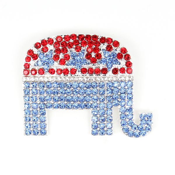 

10 pcs/lot custom american flag brooch blue and red rhinestone elephant shape 4th of july usa patriotic pins for gift/decoration, Gray