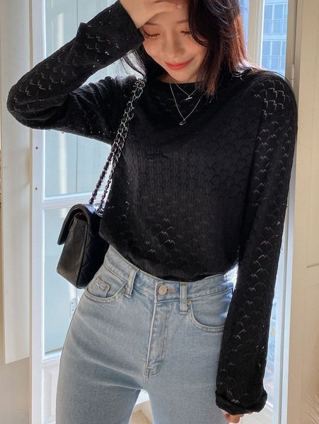 

dazy solid pointelle knit drop shoulder tee without bra 47q7#, White