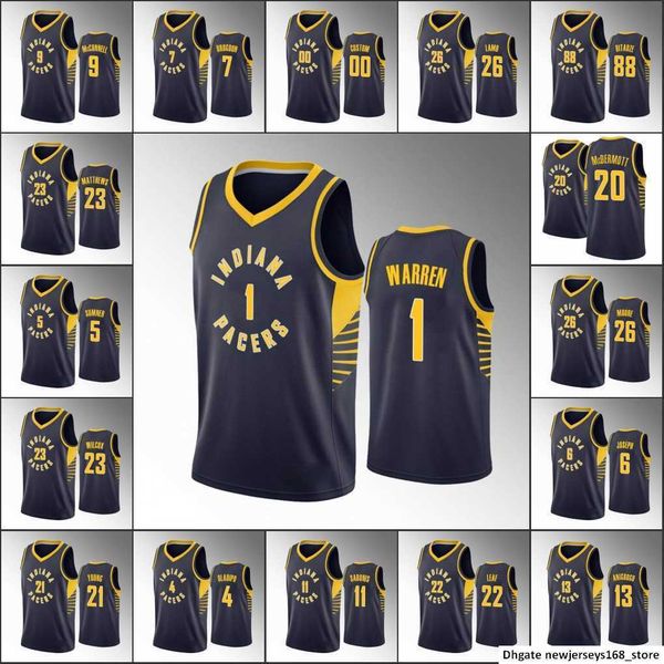 

screen print 75th indiana pacers''men victor oladipo domantas sabonis t.j. warren malcolm brogdon navy icon custom jersey, Black