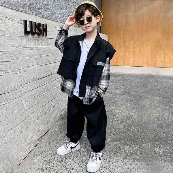 

autumn fall teen boy clothes children boys pant 2 pcs set active clothing infant kids clothing tracksuit 8 10 12 14 years g220509, White