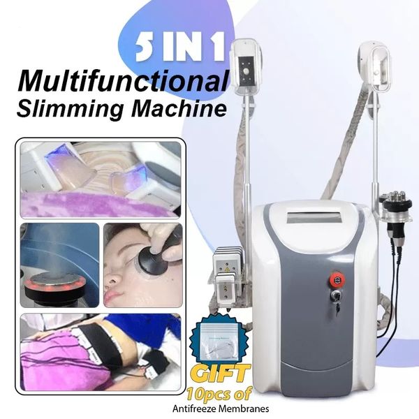 Tre maniglie Cryo 360 gradi Fat Freeze Cavitazione dimagrante Macchina multifunzionale Attrezzatura per modellare il corpo 40K Cavitation Lipolaser RF Maniglia viso e occhi