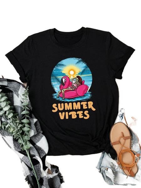 

plus letter & skeleton print tee o6s0#, Black