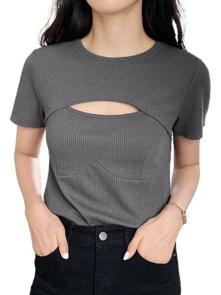 

dazy c.ut o.ut r.ib-knit tee t3jt#, White