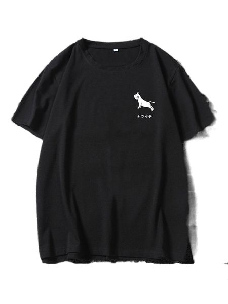 

men japanese letter & cartoon graphic tee a6nv#, White;black