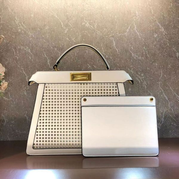 

embroidery totes bag hollow out crossbody bag women handbag purse genuine leather square twist lock design detachable embroidered strap gold