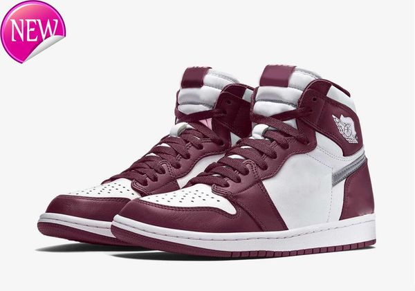 

2022 high og 1 bordeaux athletic shoes men women white metallic silver hand crafted 555088 -611 outdoor sneakers with origingl box a, Black