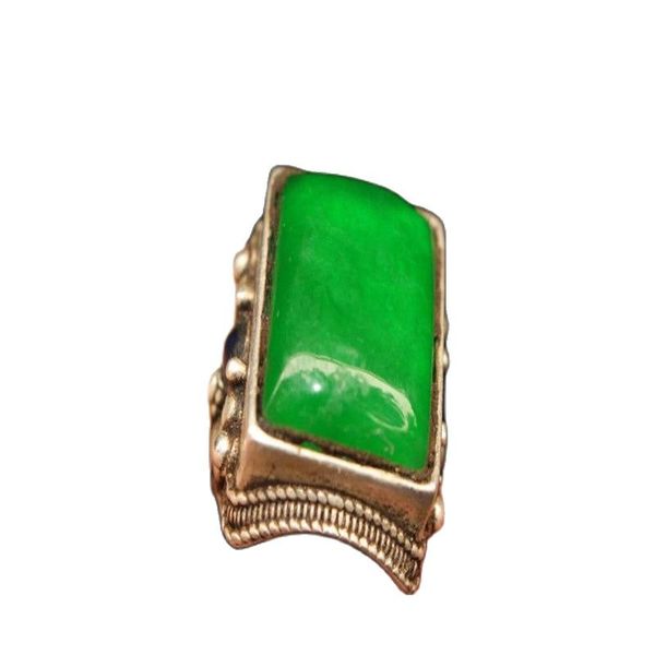

tibet and nepal folk old tibetan silver inlaid with greenstone jade ring