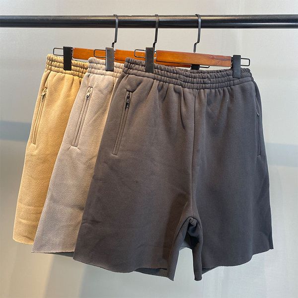 

shorts men women 1 zipper pockets casual solid breeches, Black