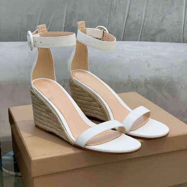

sandals slope heel sandals women's grass woven thick soled korean version summer fashion bohemian fairy style high heels, Black