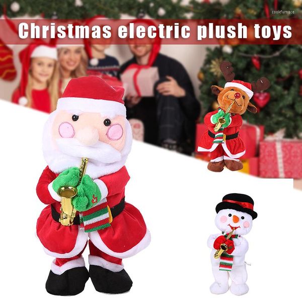 Decorações de Natal adorável brinquedo elétrico cantando dança de pelúcia de mesa de mesa de mesa de mesa para crianças Reri889Christmas