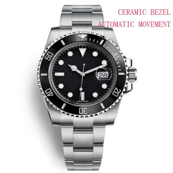 

gd2813 automatic big date black dial 40mm mens watches watch rotatable ceramic bezel stainless steel men markers wristwatches250h, Slivery;brown