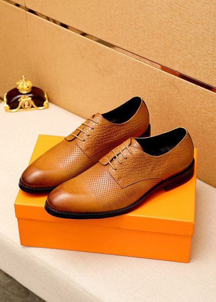 

2022 mens office genuine leather suit dress shoes groom wedding oxfords men classic brand designer party business flats size 38-45, Black