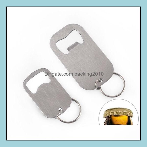 Abridores Ferramentas de cozinha Barra de jantar de cozinha Home Garden Protable Keychain Keyring abridor de garrafa de cerveja em aço inoxidável grande e pequeno s dhbhr