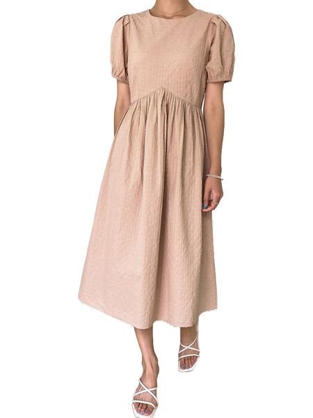 

dazy puff sleeve swiss dot smock dress m2ji#, Black;gray