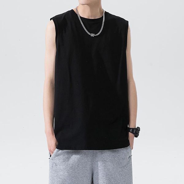 

summer fashion mens tank cotton sleeveless shirt man loose casual men, White;black