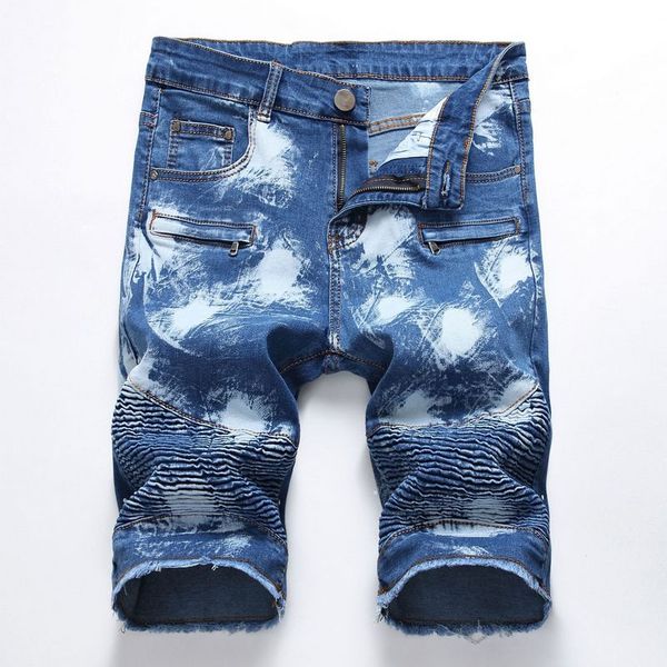 

summer denim shorts male jeans men jean shorts bermuda skate board harem mens jogger ankle ripped wave 38 40, Blue